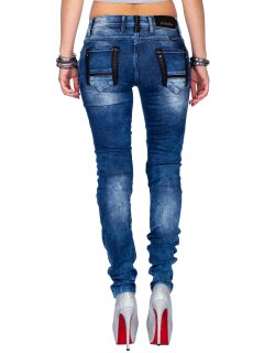 Cipo & Baxx Skinny Fit Jeans Damen Stonewashed WD346 Blue W26/L32