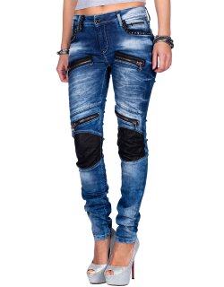 Cipo & Baxx Skinny Fit Jeans Damen Stonewashed WD346 Blue W26/L32