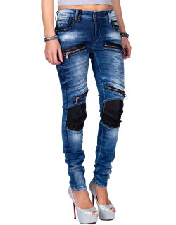 Cipo & Baxx Skinny Fit Jeans Damen Stonewashed WD346 Blue W26/L32