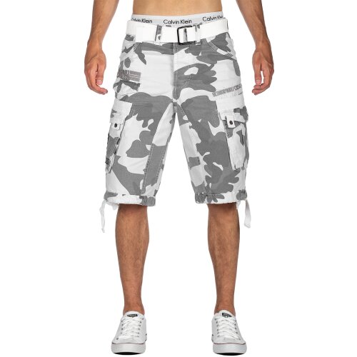 Geographical Norway Herren Shorts Panoramique Camo Weiß M