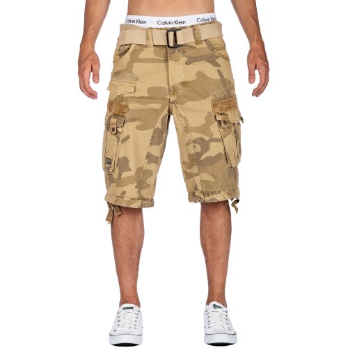 Geographical Norway Regular Fit Shorts Herren Ohne Waschung  Panoramique Camo Beige M