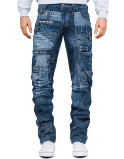 Kosmo Lupo Regular Fit Jeans Herren Stonewashed KM001 Blue W32/L32