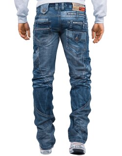 Kosmo Lupo Regular Fit Jeans Herren Stonewashed KM001 Blue W32/L32