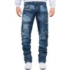 Kosmo Lupo Regular Fit Jeans Herren Stonewashed KM001 Blue W32/L32