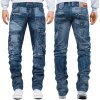 Kosmo Lupo Regular Fit Jeans Herren Stonewashed KM001 Blue W36/L34
