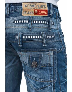 Kosmo Lupo Herren Jeans KM001 Blau W38/L34