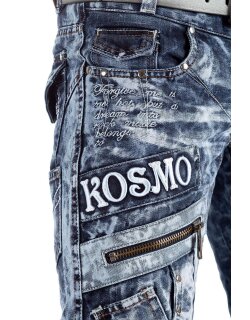 Kosmo Lupo Regular Fit Jeans Herren Stonewashed KM051 Blue W34/L34