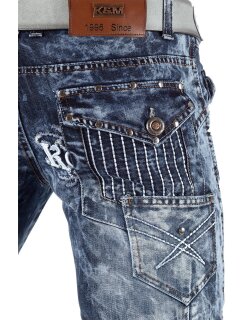 Kosmo Lupo Regular Fit Jeans Herren Stonewashed KM051 Blue W34/L34