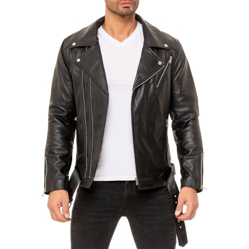 Reichstadt slim fit Echtlederjacke Herren Silver Zipper   - 19RS018