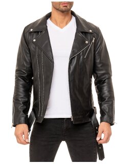 Reichstadt slim fit Echtlederjacke Herren Silver Zipper...