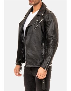 Reichstadt slim fit Echtlederjacke Herren Silver Zipper   - 19RS018