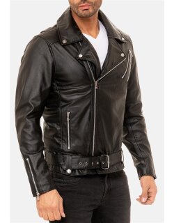 Reichstadt slim fit Echtlederjacke Herren Silver Zipper   - 19RS018