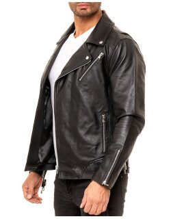 Reichstadt slim fit Echtlederjacke Herren Silver Zipper   - 19RS018