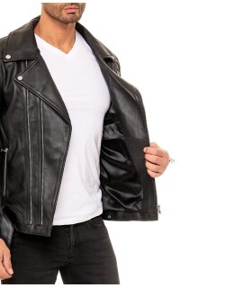Reichstadt slim fit Echtlederjacke Herren Silver Zipper   - 19RS018