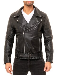 Reichstadt slim fit Echtlederjacke Herren Silver Zipper   - 19RS018