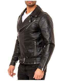 Reichstadt slim fit Echtlederjacke Herren Silver Zipper   - 19RS018