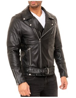 Reichstadt slim fit Echtlederjacke Herren Silver Zipper   - 19RS018