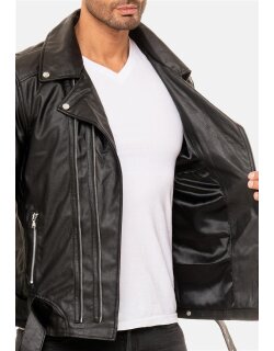 Reichstadt slim fit Echtlederjacke Herren Silver Zipper   - 19RS018