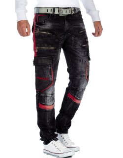 Cipo & Baxx straight fit Jeans Herren Stonewashed CD561 Black W32/L32