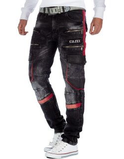 Cipo & Baxx straight fit Jeans Herren Stonewashed CD561 Black W34/L34