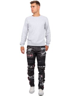 Cipo & Baxx Straight Fit Jeans Herren Mid Waist CD571 Black W40/L34