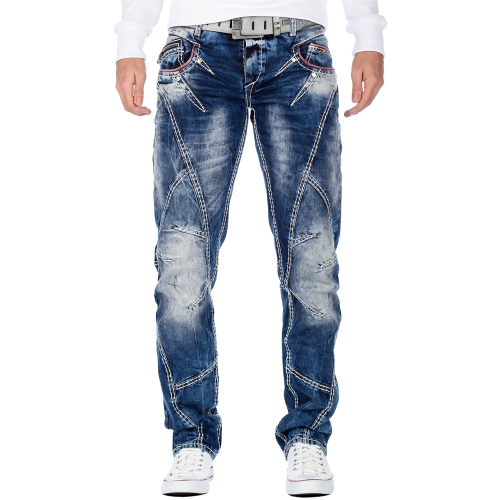 CIPO & BAXX Herren Jeans Clubwear Denim Hose CD149 Straight Dicke Naht Vintage C 
