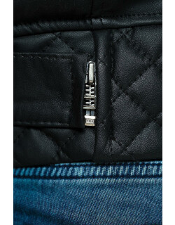 Reichstadt Herren Jacke -- RS001 black PU - silver zipper 6XL