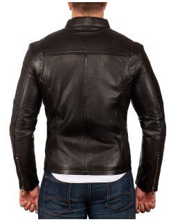 Reichstadt Slim Fit Echtlederjacke Herren Silver Zipper 20RS20LUX Black XL