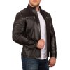 Reichstadt Slim Fit Echtlederjacke Herren Silver Zipper 20RS20LUX Black XL