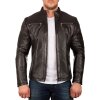 Reichstadt Slim Fit Echtlederjacke Herren Silver Zipper 20RS20LUX Black XXL