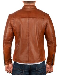 Reichstadt regular fit Echtlederjacke Herren Gunmetal Zipper Brown S - 20RS20LUX