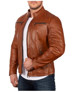 Reichstadt regular fit Echtlederjacke Herren Gunmetal Zipper Brown S - 20RS20LUX