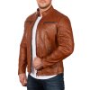 Reichstadt regular fit Echtlederjacke Herren Gunmetal Zipper Brown S - 20RS20LUX