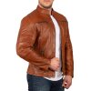 Reichstadt regular fit Echtlederjacke Herren Gunmetal Zipper Brown S - 20RS20LUX