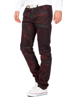 Cipo & Baxx regular fit Jeans Herren Stonewashed CD581 Bordeaux W40/L32