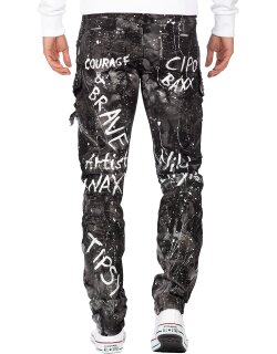 Cipo & Baxx regular fit Jeans Herren Glitzer CD572 Black W29/L32
