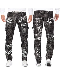 Cipo & Baxx regular fit Jeans Herren Glitzer CD572 Black W38/L34
