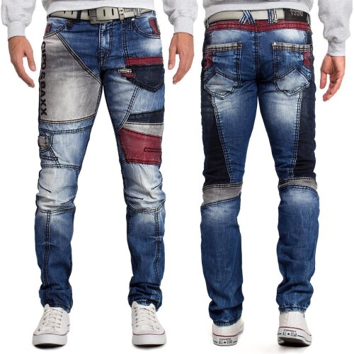 Cipo & Baxx bequem Jeans Herren Stonewashed CD574 Blue W29/L32