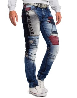 Cipo & Baxx bequem Jeans Herren Stonewashed CD574 Blue W31/L32
