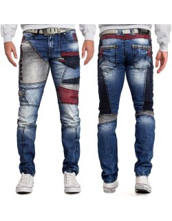 Cipo & Baxx bequem Jeans Herren Stonewashed CD574 Blue W31/L32