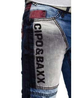 Cipo & Baxx bequem Jeans Herren Stonewashed CD574 Blue W33/L32