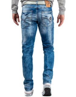 Cipo & Baxx straight fit Jeans Herren Stonewashed CD319 Blue W40/L36