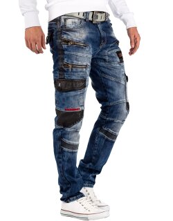 Cipo & Baxx straight fit Jeans Herren Stonewashed CD586 Blue W34/L32