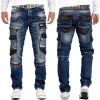 Cipo & Baxx straight fit Jeans Herren Stonewashed CD586 Blue W34/L32