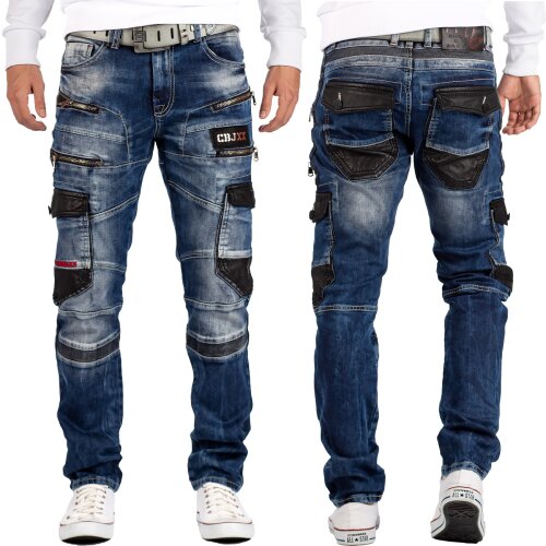 Cipo & Baxx straight fit Jeans Herren Stonewashed CD586 Blue W31/L34