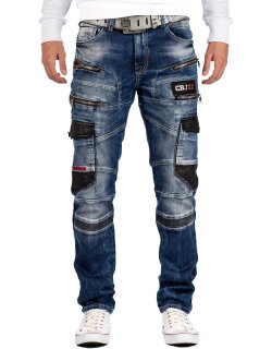 Cipo & Baxx straight fit Jeans Herren Stonewashed CD586 Blue W32/L34
