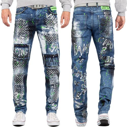 Cipo & Baxx Regular Fit Jeans Herren Stonewashed  CD591 Blue W31/L32