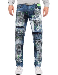 Cipo & Baxx Regular Fit Jeans Herren Stonewashed  CD591 Blue W31/L32