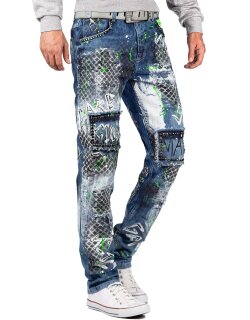 Cipo & Baxx Regular Fit Jeans Herren Stonewashed  CD591 Blue W31/L32