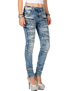 Cipo & Baxx Damen Jeans WD381 Blau W26/L32